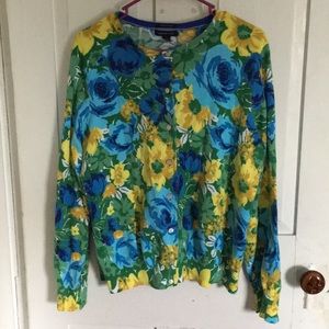 Blue and yellow flower cardigan